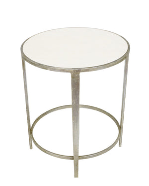 Zeugma CT323 Silver Round Side Table with Stone Top