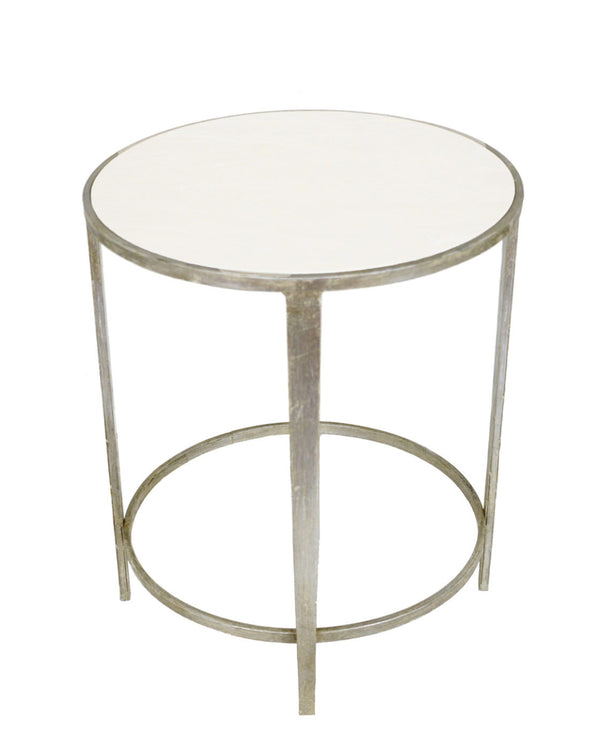 Zeugma CT323 Silver Round Side Table with Stone Top