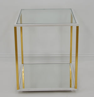 Zeugma CT351 White & Gold Square Side Table