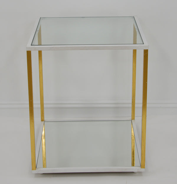 Zeugma CT351 White & Gold Square Side Table