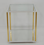 Zeugma CT351 White & Gold Square Side Table