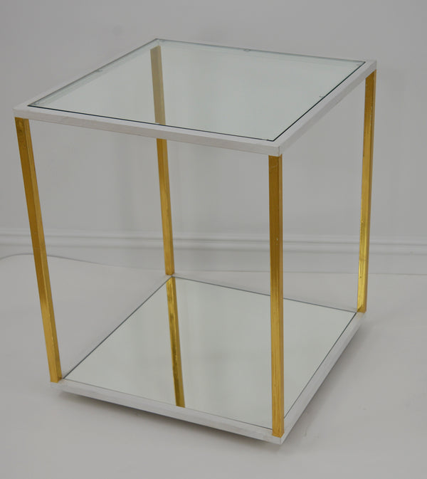 Zeugma CT351 White & Gold Square Side Table