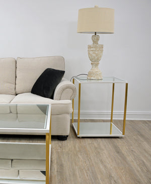 Zeugma CT351 White & Gold Square Side Table