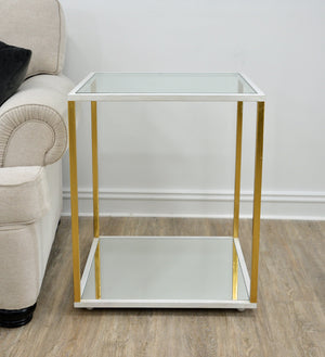 Zeugma CT351 White & Gold Square Side Table