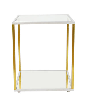Zeugma CT351 White & Gold Square Side Table