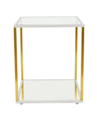 CT351 White & Gold Square Side Table