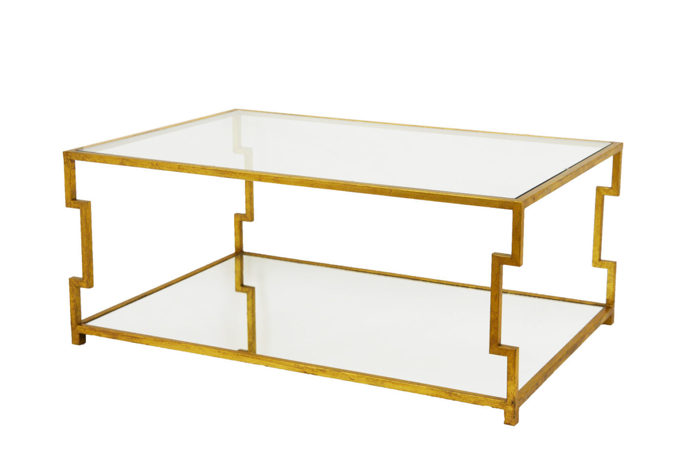 CT370 Gold Leaf Rectangle Coffee Table - Elegant Design, Sturdy Metal