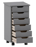 Cary Six Drawer Rolling Storage Cart, Grey