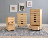 Cary Eight Drawer Rolling Storage Cart, Natural