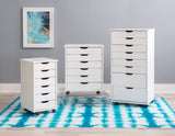 Cary Six Drawer Wide Roll Cart, White Wash