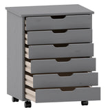 Cary Six Drawer Wide Roll Cart, Grey