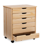 Cary Six Drawer Wide Roll Cart, Natural
