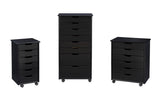 Cary Eight Drawer Rolling Storage Cart, Black