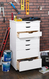 Cary Eight Drawer Rolling Storage Cart, White Wash