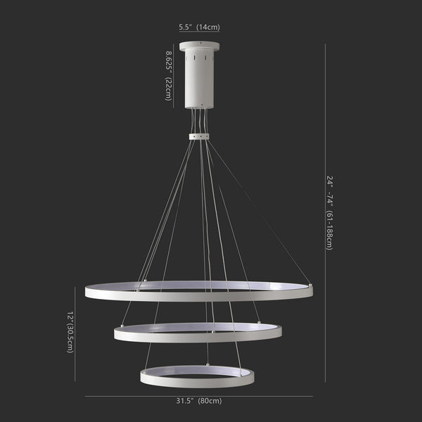 Safavieh Meranda 3 Tier Chandelier White Metal / Plastic CTL1001B