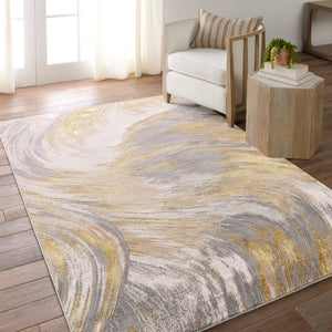 Jaipur Living Catalyst Zione CTY19 Power Loomed 65% Polyester 35% Polypropylene Abstract Area Rug Gold 65% Polyester 35% Polypropylene RUG155842