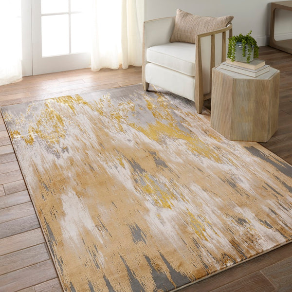 Jaipur Living Catalyst Ulysses CTY24 Power Loomed 65% Polyester 35% Polypropylene Abstract Area Rug Gold 65% Polyester 35% Polypropylene RUG155872