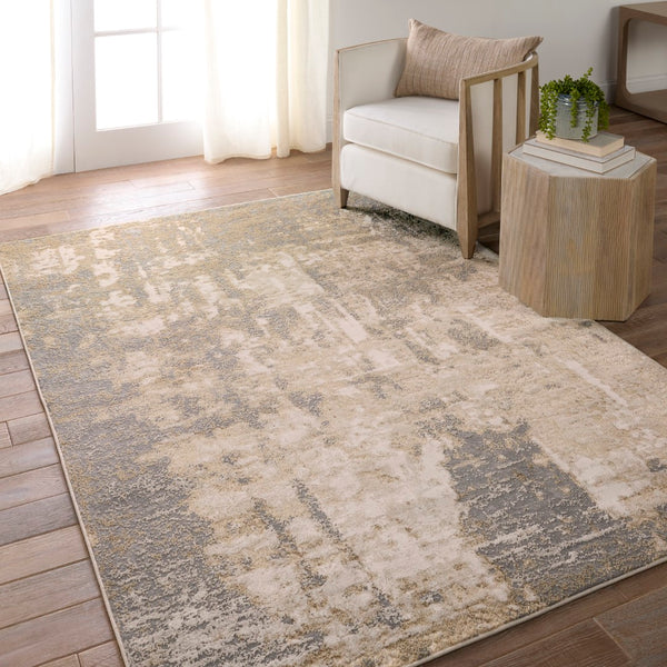Jaipur Living Catalyst Raistlin CTY26 Power Loomed 65% Polyester 35% Polypropylene Abstract Area Rug Gold 65% Polyester 35% Polypropylene RUG155884