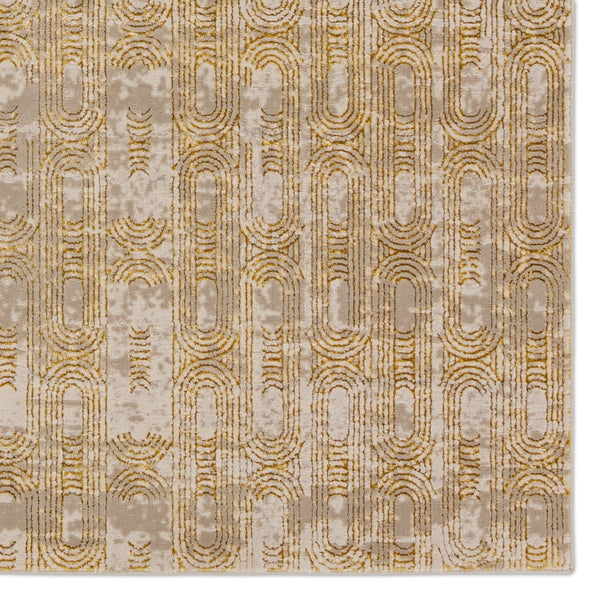 Jaipur Living Catalyst Gimeas CTY27 Power Loomed 65% Polyester 35% Polypropylene Geometric Area Rug Gold 65% Polyester 35% Polypropylene RUG155890