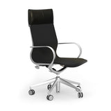 Renato High Back Office Chair in Black Leather with Aluminum Accents