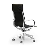 Renato High Back Office Chair in Black Leather with Aluminum Accents