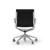 Renato Low Back Office Chair in Black Leather with Aluminum Accents