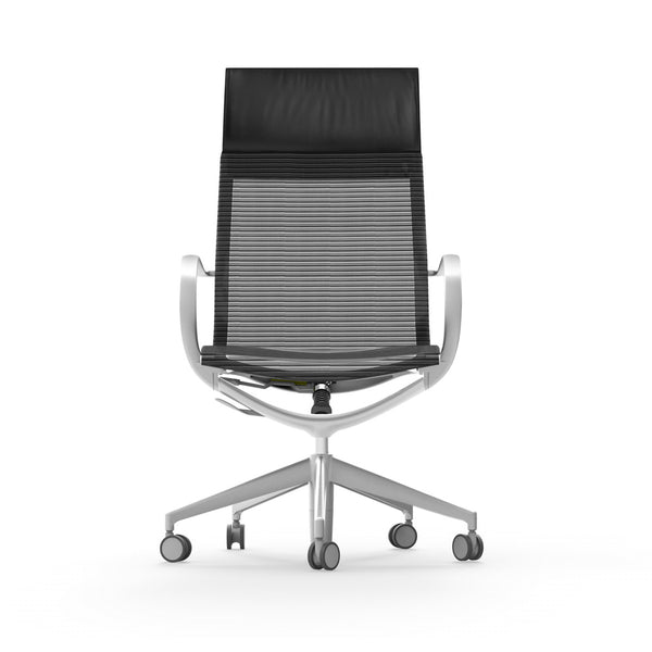 Renato High Back Office Chair in Black Mesh with Aluminum Accents