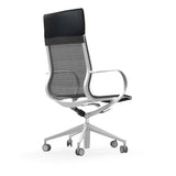 Renato High Back Office Chair in Black Mesh with Aluminum Accents