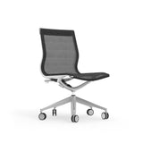 Renato Low Back Office Chair without Arms in Black Mesh with Aluminum Accents