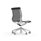 Renato Low Back Office Chair without Arms in Black Mesh with Aluminum Accents