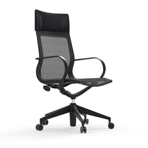 Renato High Back Office Chair in Black Mesh with Black Nylon Base