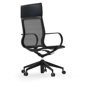 Renato High Back Office Chair in Black Mesh with Black Nylon Base