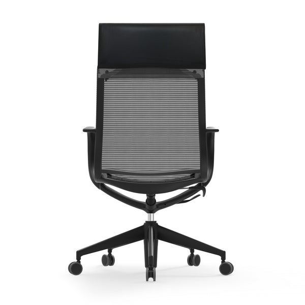 Renato High Back Office Chair in Black Mesh with Black Nylon Base