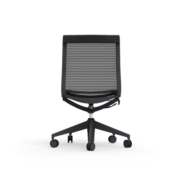 Renato Low Back Office Chair without Arms in Black Mesh with Black Nylon Base