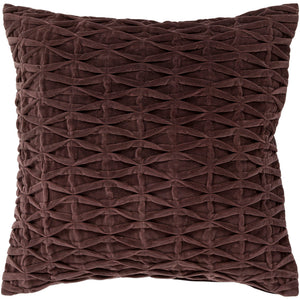 Chandra Rugs Pillows Cotton/Velvet Handmade Contemporary Pillows (With Polyester Fill Insert) Brown 1'10 x 1'10