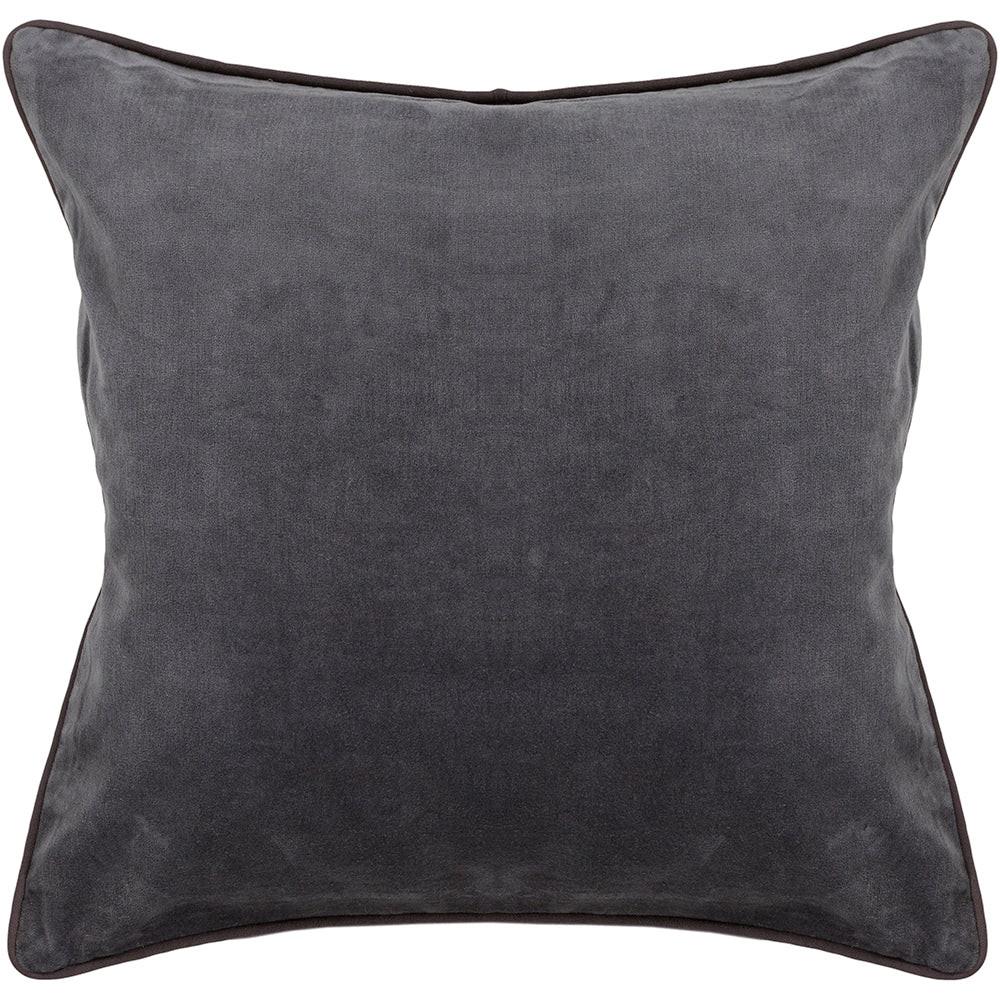 Chandra Rugs Pillows Cotton/Velvet Handmade Contemporary Pillows (With Polyester Fill Insert) Grey 1'10 x 1'10