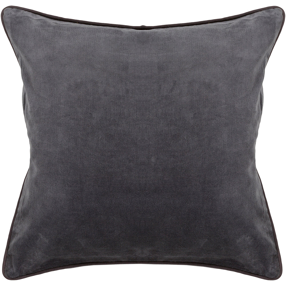 Chandra Rugs Pillows Cotton/Velvet Handmade Contemporary Pillows (With Polyester Fill Insert) Grey 1'10 x 1'10