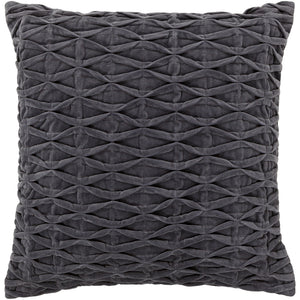 Chandra Rugs Pillows Cotton/Velvet Handmade Contemporary Pillows (With Polyester Fill Insert) Grey 1'10 x 1'10