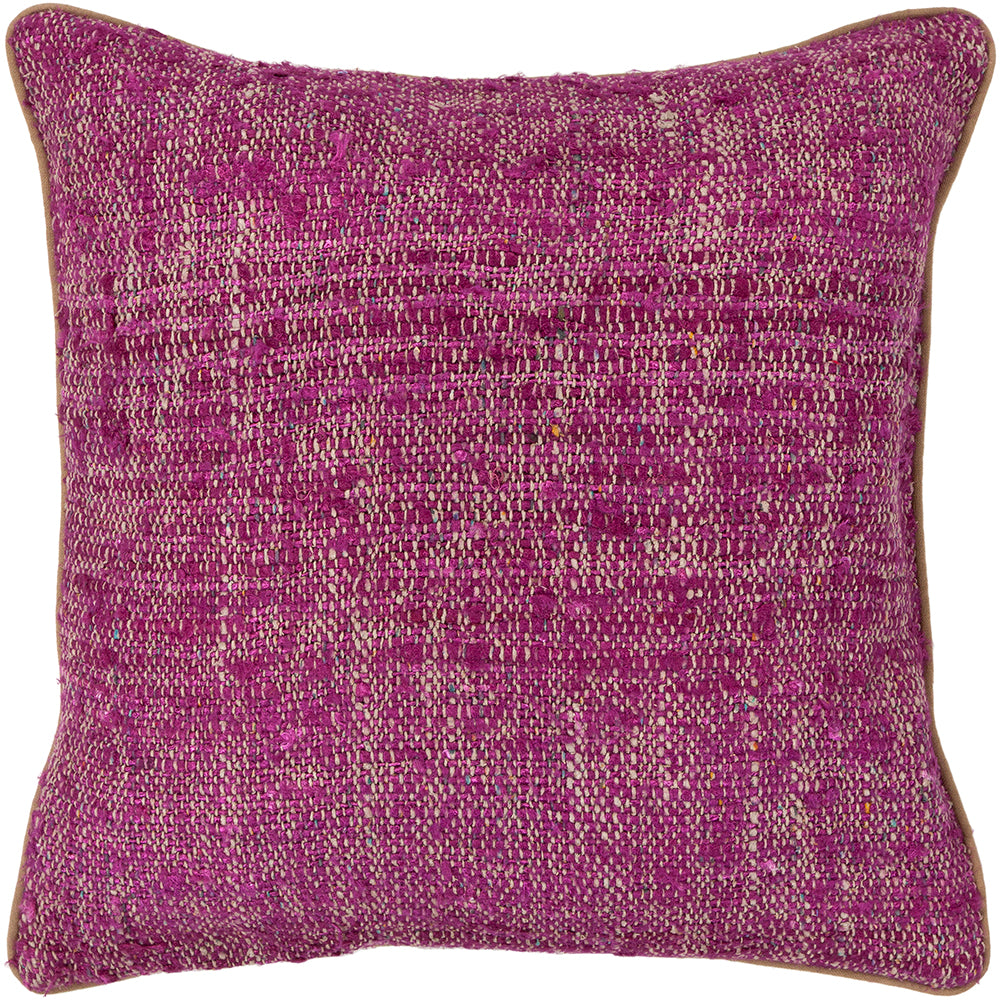 Chandra Rugs Pillows Silk Textured Fabric Handmade Contemporary Pillows (With Polyester Fill Insert) Magenta/Natural 1'10 x 1'10