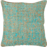 Chandra Rugs Pillows Silk Textured Fabric Handmade Contemporary Pillows (With Polyester Fill Insert) Blue/Natural 1'10 x 1'10