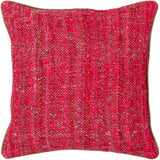 Chandra Rugs Pillows Silk Textured Fabric Handmade Contemporary Pillows (With Polyester Fill Insert) Red/Natural 1'10 x 1'10