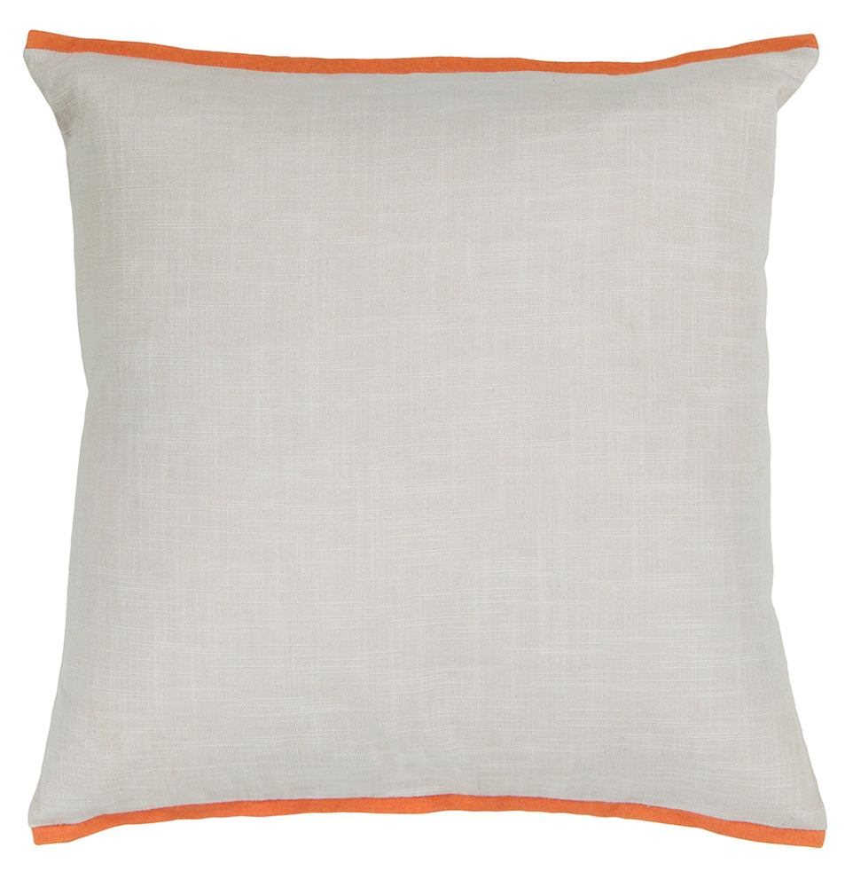 Chandra Rugs Pillows 100% Cotton Handmade Contemporary Pillows (With Polyester Fill Insert) White/Orange 1'10 x 1'10