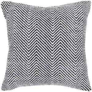 Chandra Rugs Pillows 100% Cotton Handmade Contemporary Pillows (With Polyester Fill Insert) White/Black 1'10 x 1'10