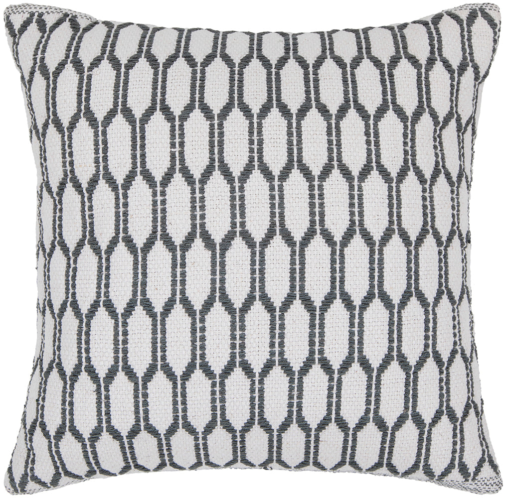 Chandra Rugs Pillows 100% Cotton Handmade Contemporary Pillows (With Polyester Fill Insert) White/Grey 1'10 x 1'10