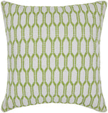 Chandra Rugs Pillows 100% Cotton Handmade Contemporary Pillows (With Polyester Fill Insert) White/Green 1'10 x 1'10