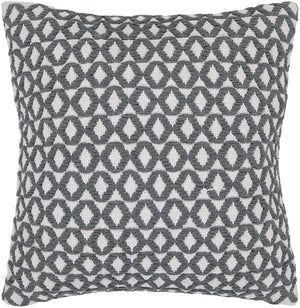 Chandra Rugs Pillows 100% Cotton Handmade Contemporary Pillows (With Polyester Fill Insert) White/Grey 1'10 x 1'10