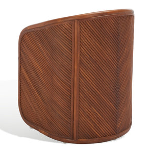 Safavieh Barnette Rattan Pole Accent Chair Amber / Beige Wood / Fabric / Cushion  CWK2005A