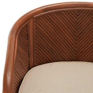 Safavieh Barnette Rattan Pole Accent Chair Amber / Beige Wood / Fabric / Cushion  CWK2005A