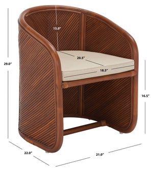 Safavieh Barnette Rattan Pole Accent Chair Amber / Beige Wood / Fabric / Cushion  CWK2005A