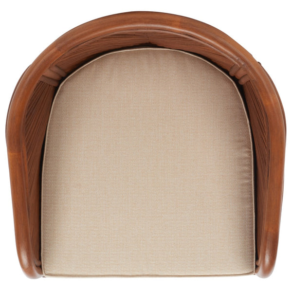 Safavieh Barnette Rattan Pole Accent Chair Amber / Beige Wood / Fabric / Cushion  CWK2005A